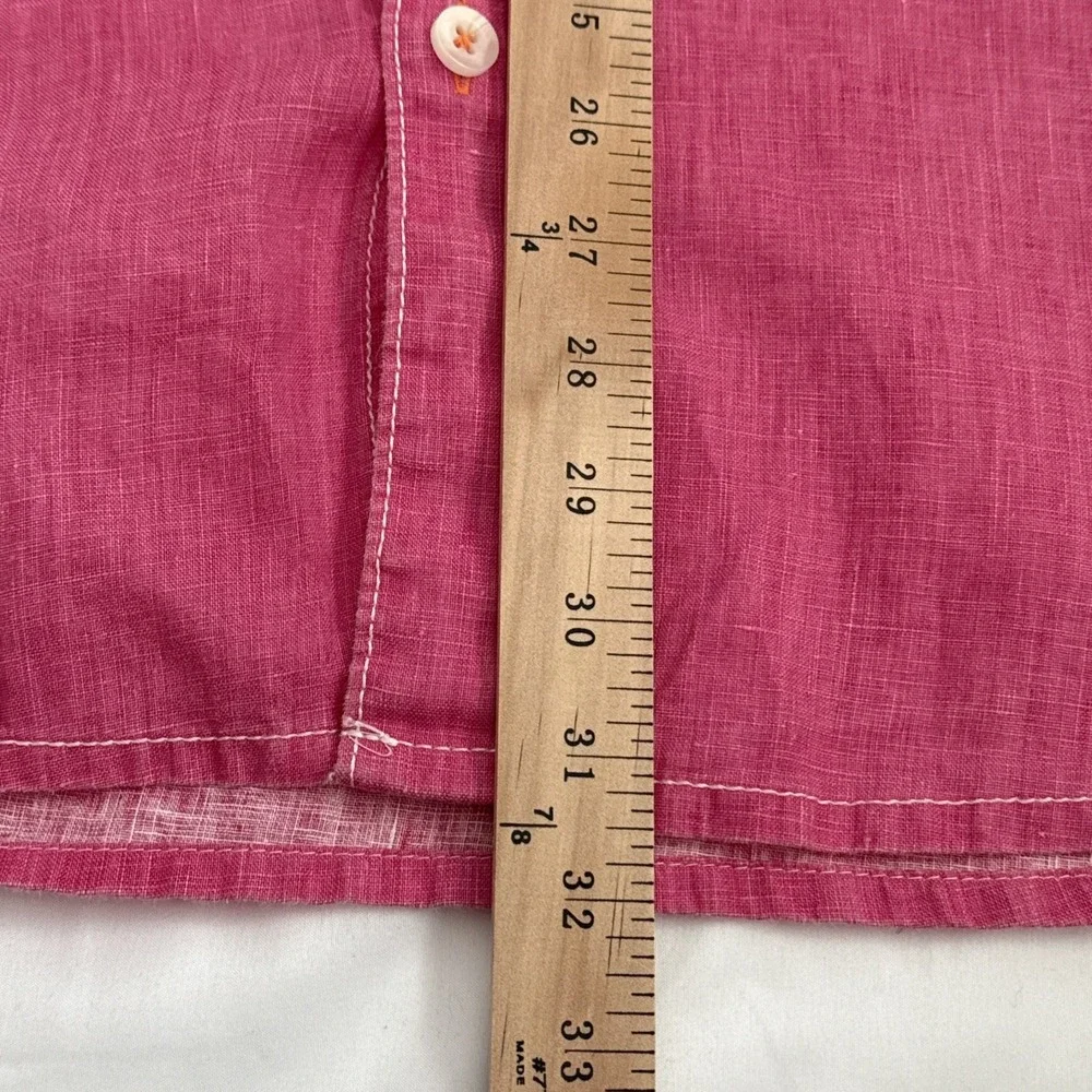 TOMMY BAHAMA Shirt Men's XL Pink Chambray 100% Linen Long Sleeve Breathable - Picture 7 of 11